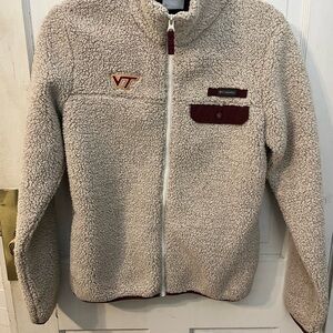 Columbia Cream Fleece Jacket with Maroon Accents